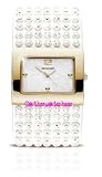 Seksy by Sekonda Ladies White Crystal set Cuff watch with Gold tone case 4855