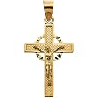 14K Yellow Gold Crucifix Pendant - 39.00x25.00mm