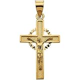 14K Yellow Gold Crucifix Pendant - 39.00x25.00mm