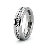 6MM Ladies Eternity Titanium Ring Wedding Band with CZ sizes 5 to 8