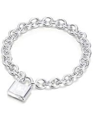 Bling Jewelry Sterling Silver Chain Lock Bracelet 7in