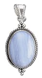 Solid Sterling Silver Blue Lace Agate Pendant
