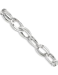 14k White Gold Polished & Textured Hollow w/ext. Bracelet Length 8"