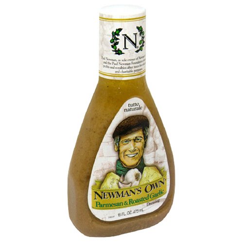 Newman's Own Salad Dressing, Parmesan & Roasted Garlic, 16-Ounce Bottles (Pack of 6)