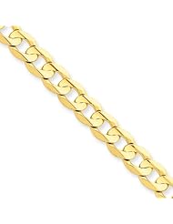 6.75mm, 14 Karat Yellow Gold, Open Concave Curb Chain - 22 inch