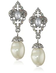 Betsey Johnson "Stone & Pearl" Faux Pearl Drop Earrings