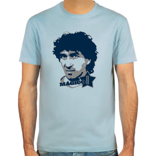 T-Shirt Jorge “Mágico” González ::: Farbauswahl: skyblue, sand oder weiß ::: Größen: S-XL ::: Fußball-Kult