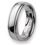 Grooved Polished Tungsten Carbide Ring (7.0 mm) - Sizes 7-13