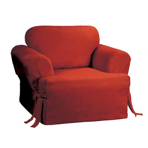 Sure Fit Cotton Duck T-Cushion Chair Slipcover - Claret