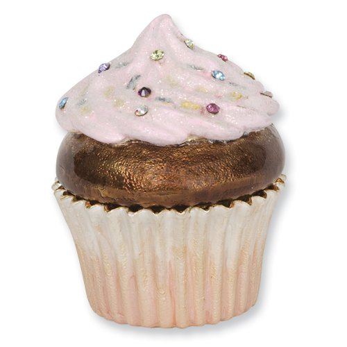 Enameled & Crystal Cupcake Trinket Box Perfect Gift Idea