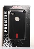 Black With Red Stripe Apple Iphone 4 / 4th Gen Generation Crystal Ice Skin TPU Silicone Case + Blister Retail Package
