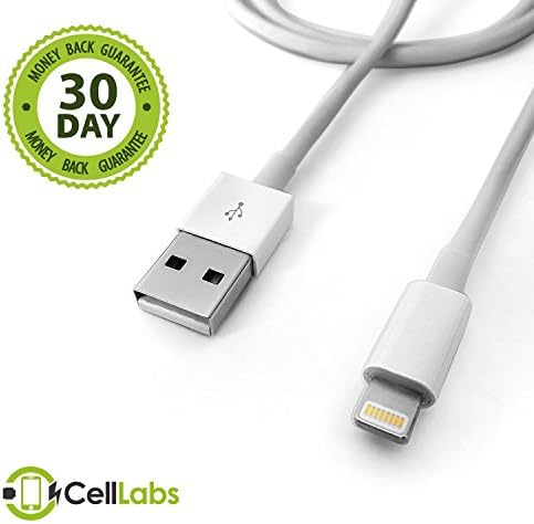 CellLabs Lightning to USB Cable to USB for Apple iPhone 6 / 6 Plus / 5 / 5C / 5S, iPad Air, iPad mini, iPod Nano (7th generation) iPod touch (5th Generation) - 6ft (Six Feet) USB SYNC Cable Charger Cord - Best Compatible Charger Cord for Data and Syncing - Guaranteed Wire to Work with iOS7 iOS8 - Fits All Aftermarket Cases and Accessories - High Quality & Thickness Sturdier Design - Long and Portable - 8 Pin connector on Lightning End - Fits All USB Car Chargers (White)