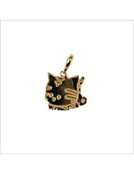 14k Yellow Gold, Kitty Cat Pendant Charm 14mm Wide