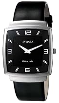 Invicta Men's Slim Collection Square Black Leather Watch #5131