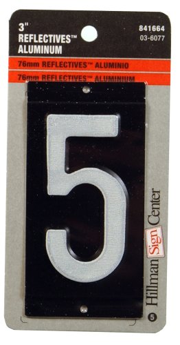The Hillman Group 841664 3-Inch Aluminum Reflective Mailbox Number 5