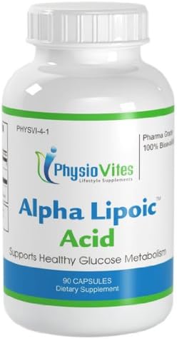 Alpha Lipoic Acid R-ALA Healthy Glucose Metabolism PhysioVites R-Alpha Lipoic Acid 200mg 90 Capsules 1 Bottle