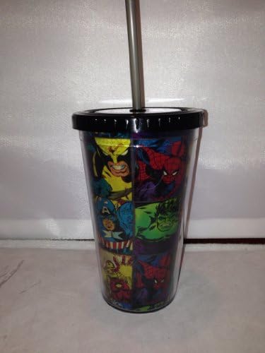 Marvel Comics SUPER HERO GRID 16oz Insulated Tumbler w/ Lid & Straw