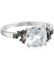 10k White Gold White Topaz and Black Diamond Ring (0.25 cttw)