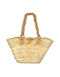 Maschera Gold Chain Straps Large Straw Tote Bag
