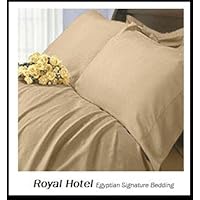 Royal Hotel's Solid Tan 1200-Thread-Count 4pc King Bed Sheet Set 100-Percent Egyptian Cotton, Sateen Solid, Deep Pocket, 1200 TC