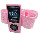 Pink Silicone Skin Case Cover & Sports Gym Jogging Armband for New Apple iPod Nano 5th Generation 5G (with Video Camera) 8GB & 16GB + Screen Protector & Neck Strap