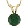 14k Yellow Gold 5mm Round Cut Emerald 4-Prong Pendant, 18"