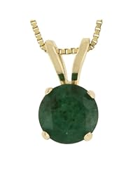 14k Gold 6mm Round Birthstone 4-Prong Solitaire Pendant, 18"