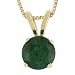 14k Yellow Gold 5mm Round Cut Emerald 4-Prong Pendant, 18"