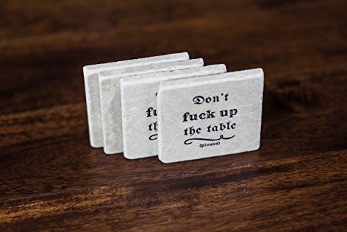 Stone Coasters - Don't Fuck up the Table - Set of Four Drink Coasters - Housewarming Gift Rocks