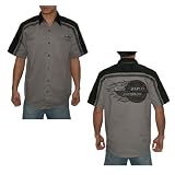 Mens Harley Davidson Motorcycles Short Sleeve Button Down Racing Shirt - Grey