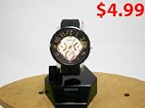 New Geneva Black Watch Big Face Silicone Band FREE Extra Battery