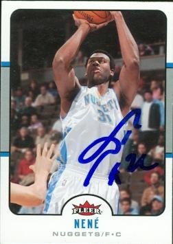 Nene Autographed/Hand Signed Basketball Card (Denver Nuggets) 2006 Fleer #48