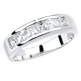 Simple and Elegant Solid Sterling Silver Cubic Zirconia Rhodium Plated Rings