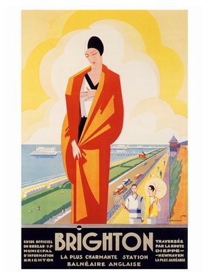 Retro Travel Prints: Brighton, Art Deco Travel Advert - Artist: Perre Commaramond, 1920s - 40x30cm