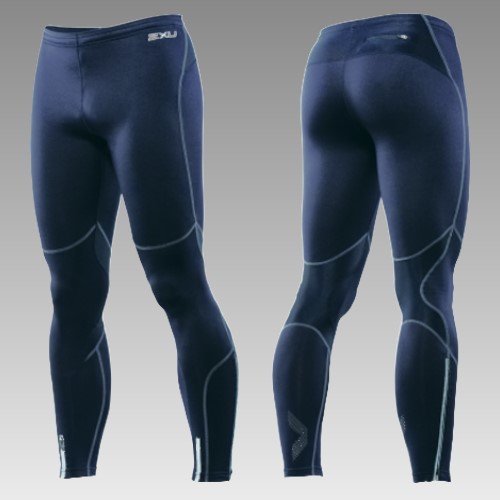 2XU Mens Thermal Run Tight,Black/Black,Large