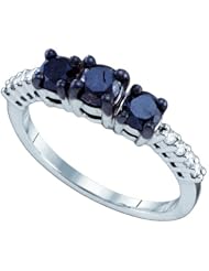 1.06CT BLACK DIAMOND 3 STONE RING