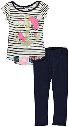 Miss Majesty Big Girls' "Glitter Anchor" 2-Piece Outfit - navy/blue, 7 - 8