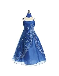 Girls  Crystal Beaded Pleated Sleeveless Tea Length Polyester/Taffeta Flower-Girl Dress/Pageant Dress  With a Bow(s) and a Sash 