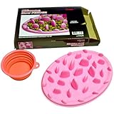 Devoted Doggy Food Grade Silicone Interactive Slow Feeder Anti-Gulping Bloat Stop Foldable Travel Bowl Included, Pink