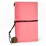 ZLYC Retro String Classic Vintage Style Handmade Refillable Traveler's Blank Pages Leather Journal Diary Notepad Notebook Pink