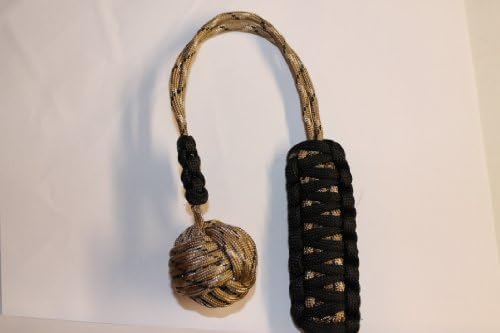 Desert Camo Monkey Fist Black Grip Paracord self defense lanyard