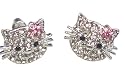 Hello Kitty Pink Flower Stud Earrings Silver Tone