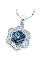 0.50CTW BLUE DIAMOND FLOWER PENDANT