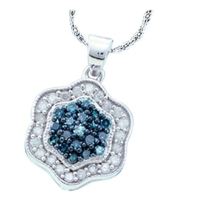 Cheap Girls Jewelry 0.50CTW BLUE DIAMOND FLOWER PENDANT For Sale Cheap Girls Jewelry 0.50CTW BLUE DIAMOND FLOWER PENDANT For Sale