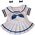 Sailor Girl w/Bows Dress Outfit Teddy Bear Clothes Fits Most 14" - 18" Build-A-Bear, Vermont Teddy Bears, and Make Your Own Stuffed Animals