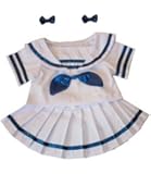 Sailor Girl w/Bows Dress Outfit Teddy Bear Clothes Fits Most 14" - 18" Build-A-Bear, Vermont Teddy Bears, and Make Your Own Stuffed Animals