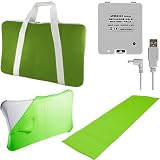 Ultimate Nintendo Wii Fit Accessory Bundle Combo Pack: Green Nylon Mesh Carrying Bag, Green Wii Fit Yoga Sports Mat, Green Silicone Skin Case Cover, and a Rechargeable Battery Pack - All for the Wii Fit Balance Board
