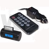 GenieWish Wireless Radio FM Transmitter and 12V In Car Charger with Remote Control - Charge Same time while your transmitting music - for Apple i-Pod iPod Nano 1G 2G 3G 4G 5G 2GB 4GB 8GB 16GB, iPod Mini, iPod U2, iPod Click Wheel, iPod Video 30GB 60GB 80GB, iPod Classic 80GB 120GB 160GB, iPod Touch 1G 2G 3G 8GB 16GB 32GB 64GB and iPhone i-Phone 1G 3G 3Gs 4 4G 4GB 8GB 16GB 32GB (Black)