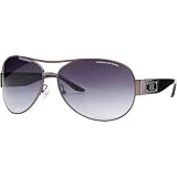 A|X Logo Aviator Sunglasses - Armani Exchange Women's Full Rim Designer Eyewear - Ruthenium/Black/Gray Shaded / One Size