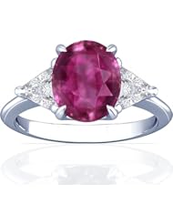 Platinum Oval Cut Pink Sapphire Three Stone Ring